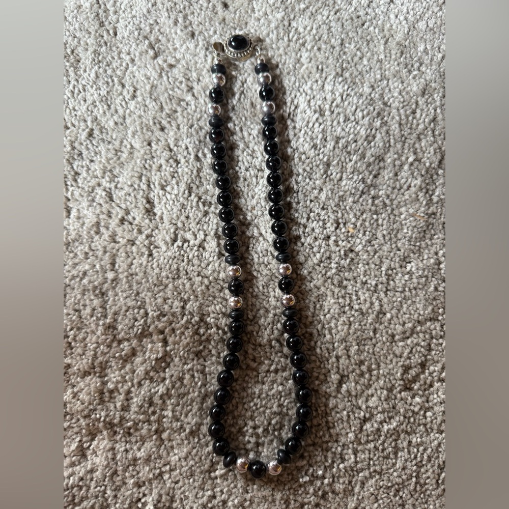 Elegant Black Beaded Necklace